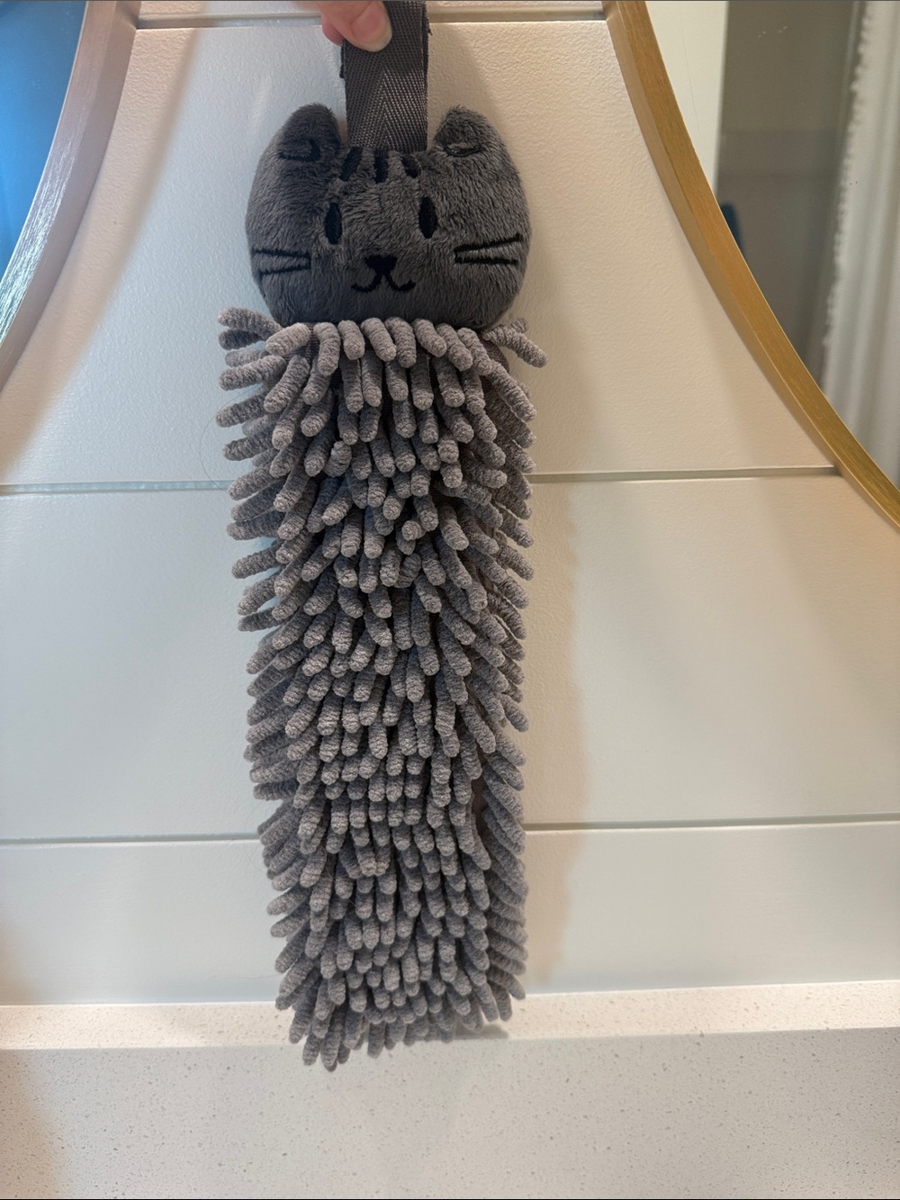 Norwex Gray Cat Microfiber Hand Towel with Chenille Loops